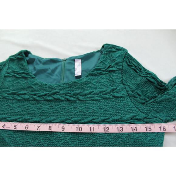 Alya Green Cable Knit Fit & Flare Sweater Dress Size Large Lined - Picture 5 of 6